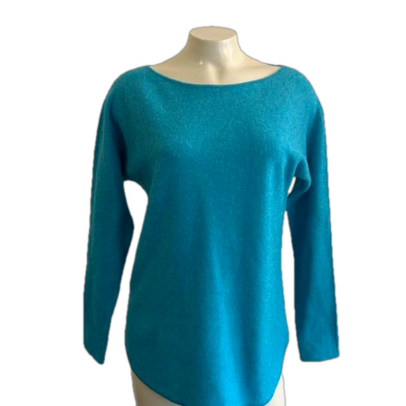 Charter Club Luxury 100% cashmere mint turquoise boxy sweater sz XS oversized - Picture 2 of 9